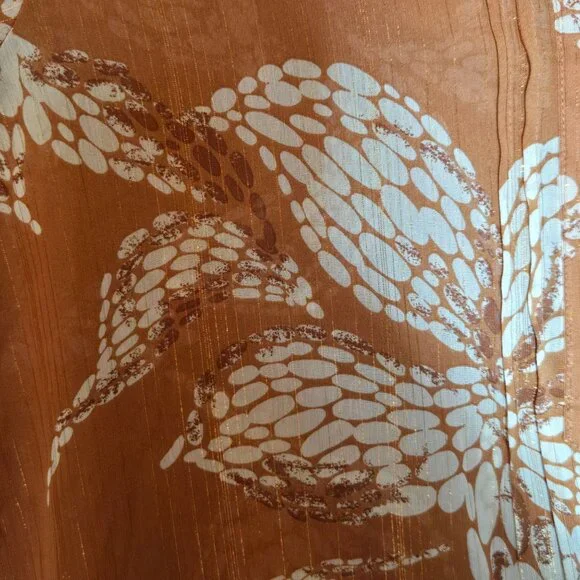 Vince Camuto Pintucked Ruffle Cuff Semi Sheer V-Neck Boho Blouse Orange Medium - Picture 7 of 12